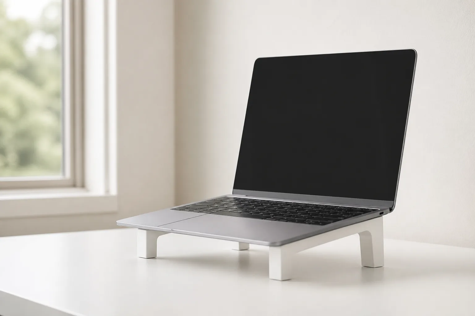 簡易スタンドでノートPCの高さを上げてお試しする使用イメージ