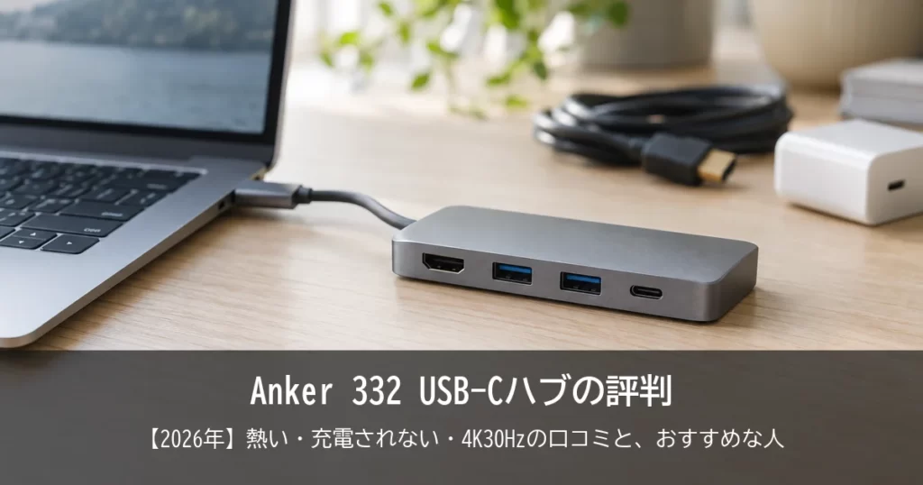 【2026年】Anker 332 USB-Cハブの評判は？熱い・充電されない・4K30Hzの口コミと、おすすめな人をご紹介！